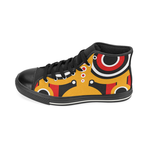 Red Yellow Tiki Tribal High Top Canvas Shoes for Kid (Model 017)