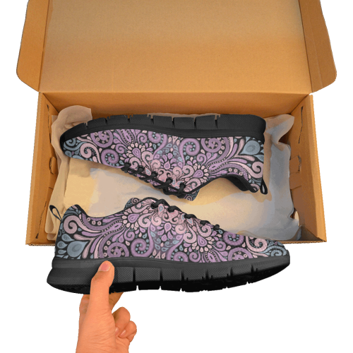 Pink, purple blue, Boho Ornate Watercolor Mandala Women's Breathable Running Shoes (Model 055)
