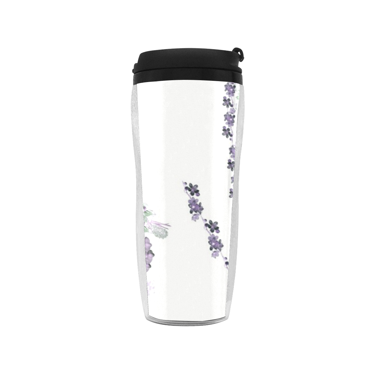 floral-white and purple Reusable Coffee Cup (11.8oz)