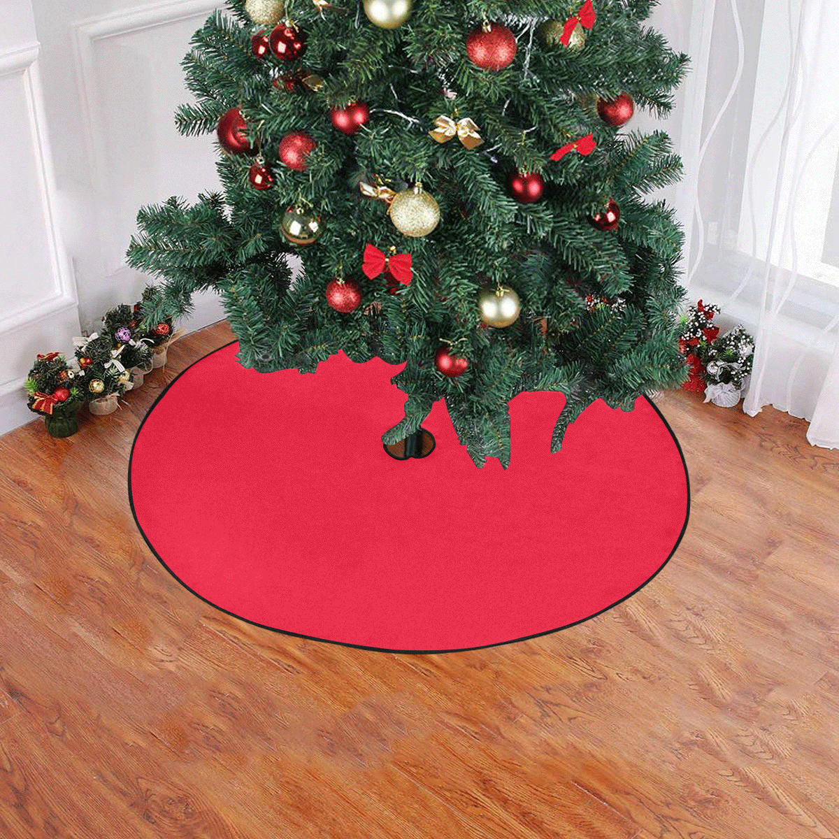 color Spanish red Christmas Tree Skirt 47" x 47"
