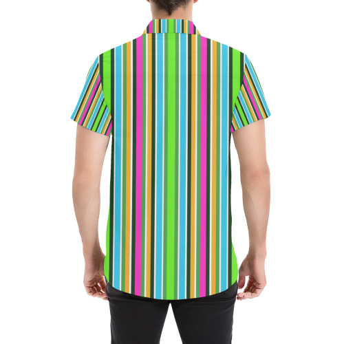 Vivid Colored Stripes 3 Men's All Over Print Short Sleeve Shirt (Model T53)