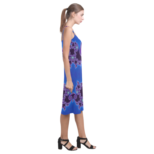 Blue Hearts and Lace Fractal Abstract 2 Alcestis Slip Dress (Model D05)