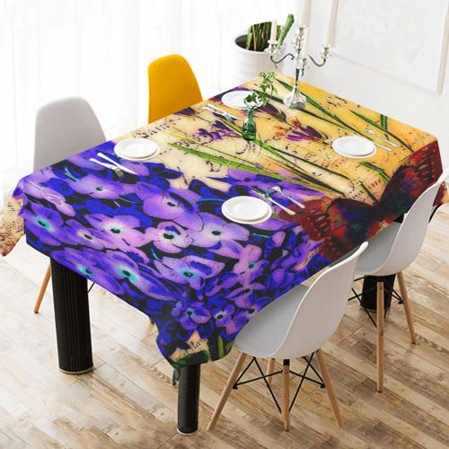 Bright botanical Cotton Linen Tablecloth 52"x 70"