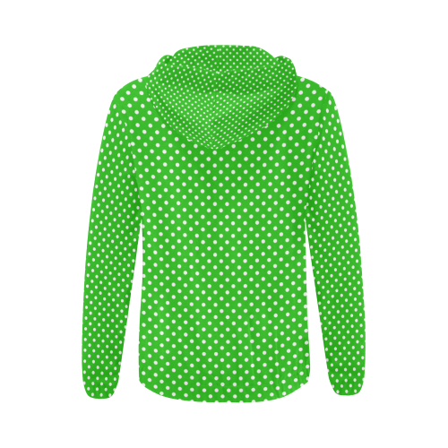 Green polka dots All Over Print Full Zip Hoodie for Women (Model H14)