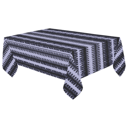 Black SawTooth Stripe Modern Cotton Linen Tablecloth 60"x 104"