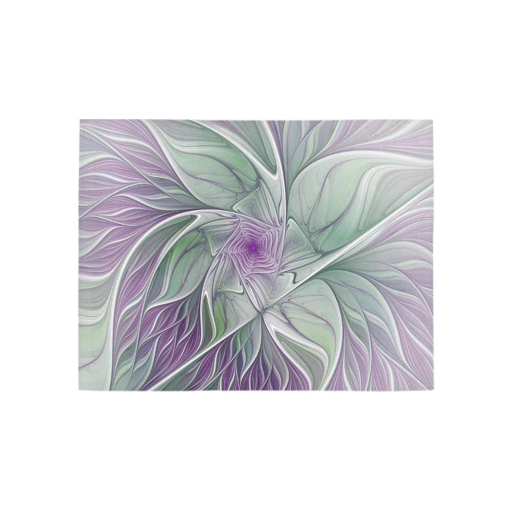 Flower Dream Abstract Purple Sea Green Floral Fractal Art Area Rug 5'3''x4'