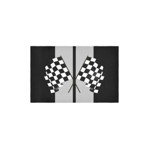 Checkered Flags, Race Car Stripe Black and Silver Area Rug 2'7"x 1'8‘’