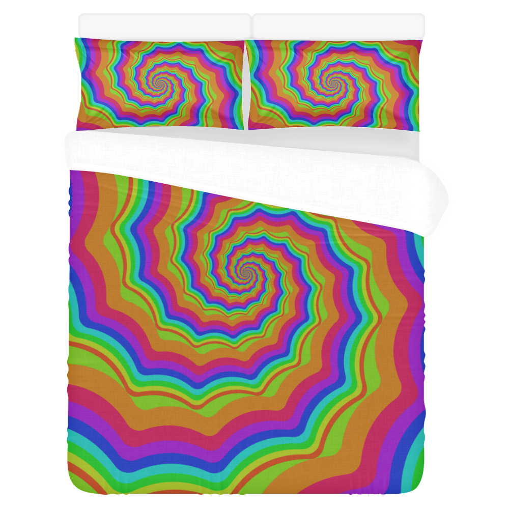 Rainbow shell spiral 3-Piece Bedding Set