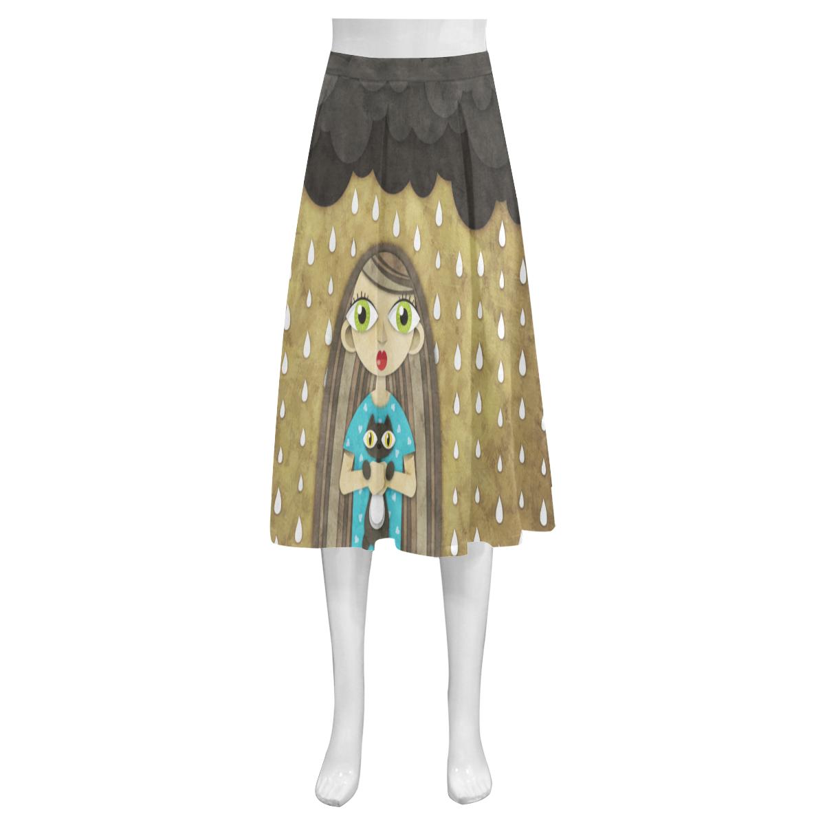 We Love Rain Mnemosyne Women's Crepe Skirt (Model D16)