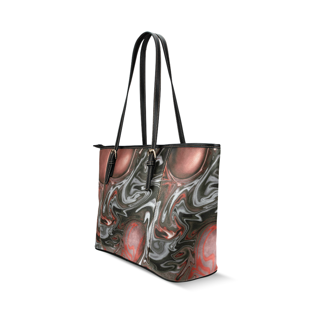 Black Ice Tote Leather Tote Bag/Large (Model 1640)