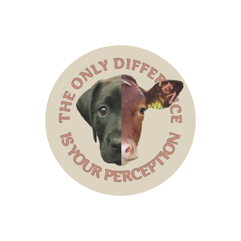 Vegan Cow and Dog Design with Slogan Round Mousepad