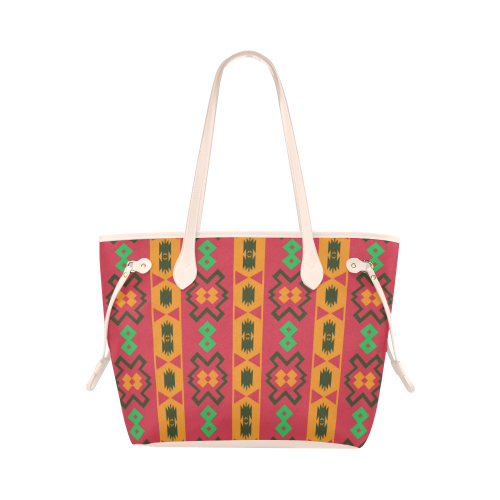 Tribal shapes in retro colors (2) Clover Canvas Tote Bag (Model 1661)