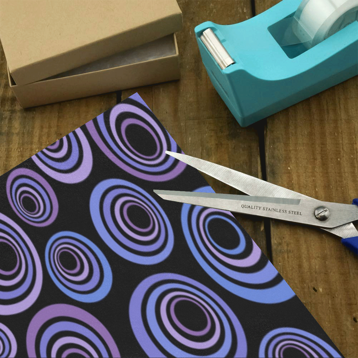 Retro Psychedelic Ultraviolet Blue Pattern Gift Wrapping Paper 58"x 23" (1 Roll)