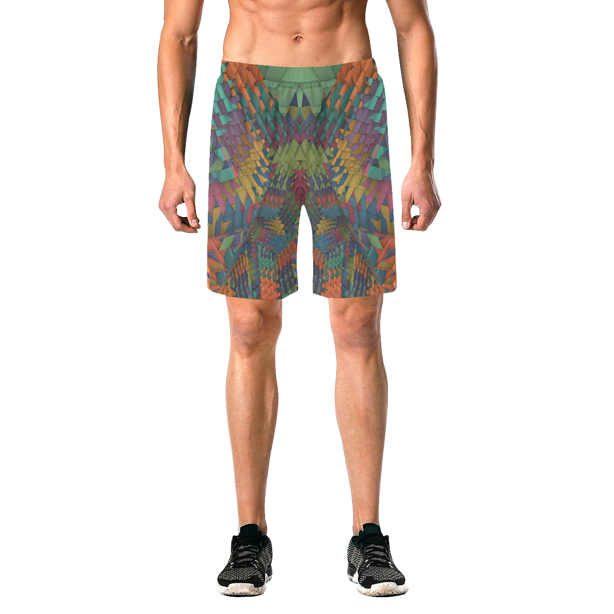 Shattered Men's All Over Print Elastic Beach Shorts (Model L20)