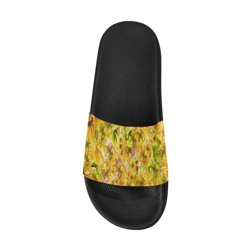 Orange Yellow Sunflowers Men's Slide Sandals (Model 057)