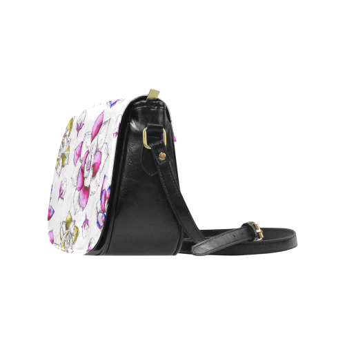 floral pink Classic Saddle Bag/Small (Model 1648)