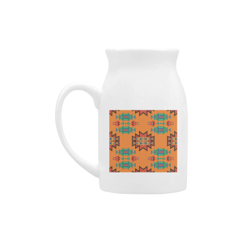 Misc shapes on an orange background Milk Cup (Large) 450ml