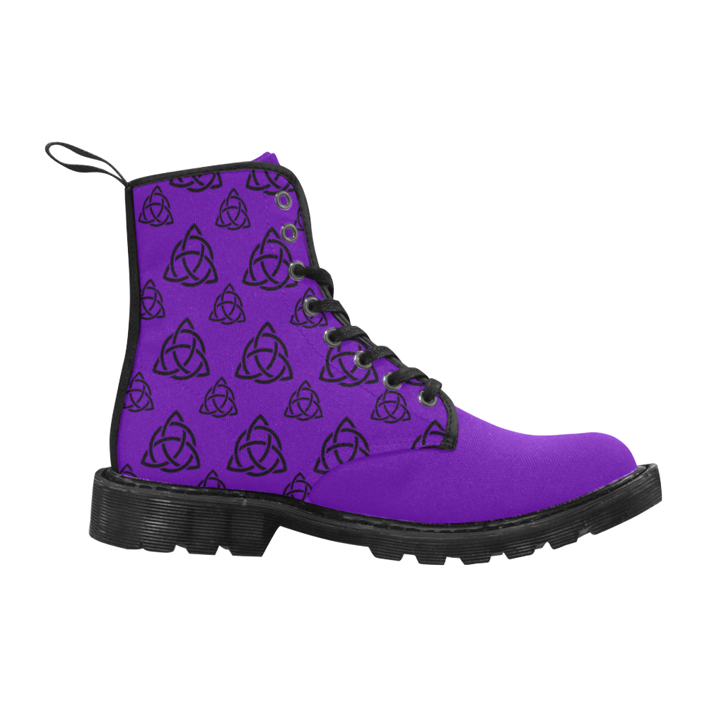 Purple and Black Triquetra Pattern Cheeky Witch Martin Boots for Women (Black) (Model 1203H)