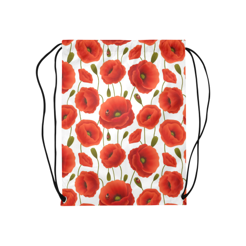 Poppy Pattern Medium Drawstring Bag Model 1604 (Twin Sides) 13.8"(W) * 18.1"(H)