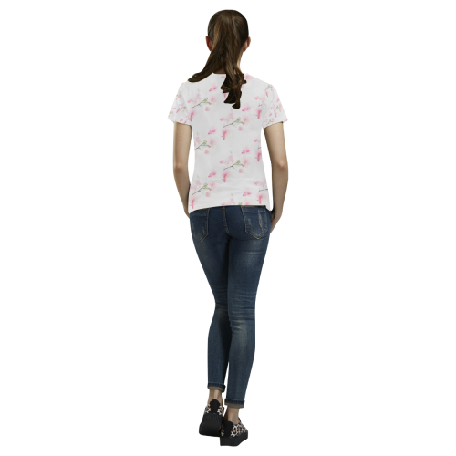 Pattern Orchidées All Over Print T-shirt for Women/Large Size (USA Size) (Model T40)