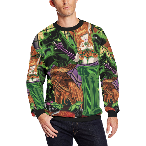 Work Your Inner Magic Its A Snap Long Sleeve Shirt (FLEECE) Men's Oversized Fleece Crew Sweatshirt (Model H18)