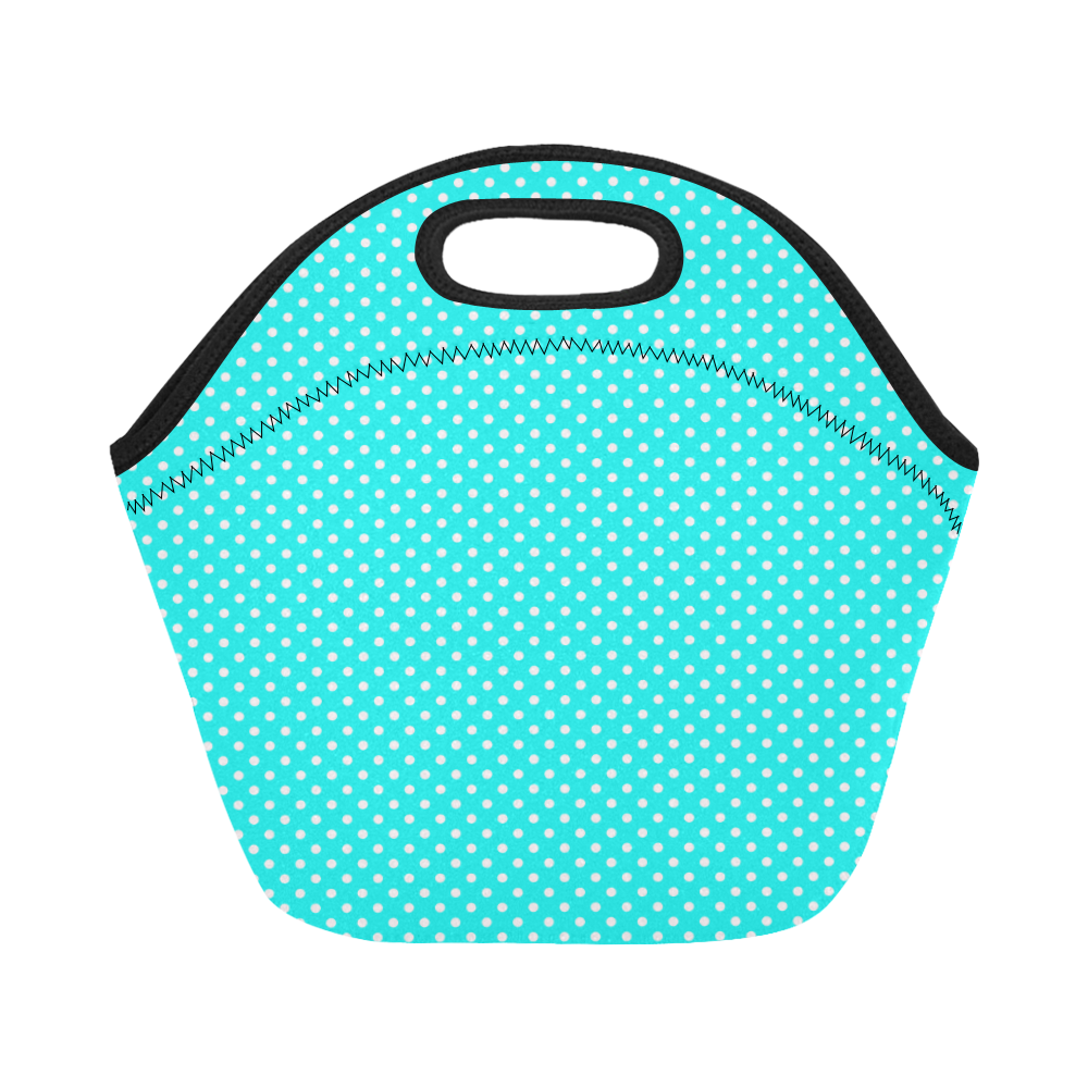 Baby blue polka dots Neoprene Lunch Bag/Small (Model 1669)