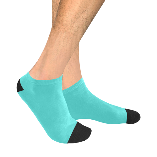 color medium turquoise Men's Ankle Socks