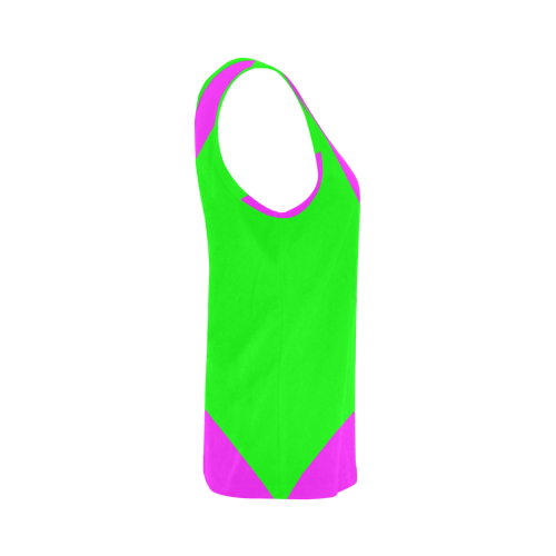 Bright Neon Green and Pink All Over Print Tank Top for Women (Model T43)