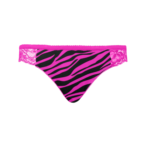 Hot Pink Zebra Stripes Pink Women's Lace Panty (Model L41)