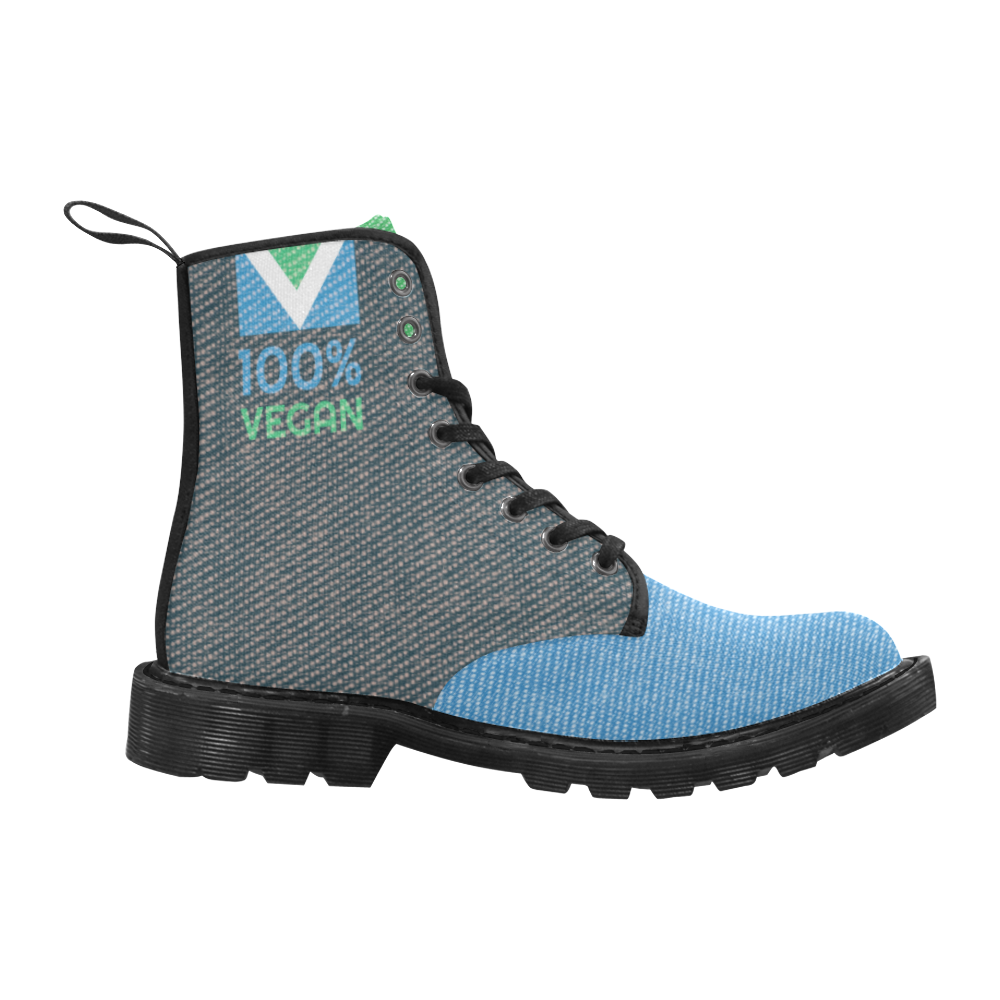 100% VEGAN BLUE Martin Boots for Women (Black) (Model 1203H)