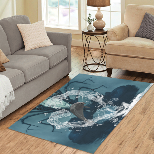 Dolphin jumping by a heart Area Rug 5'x3'3''