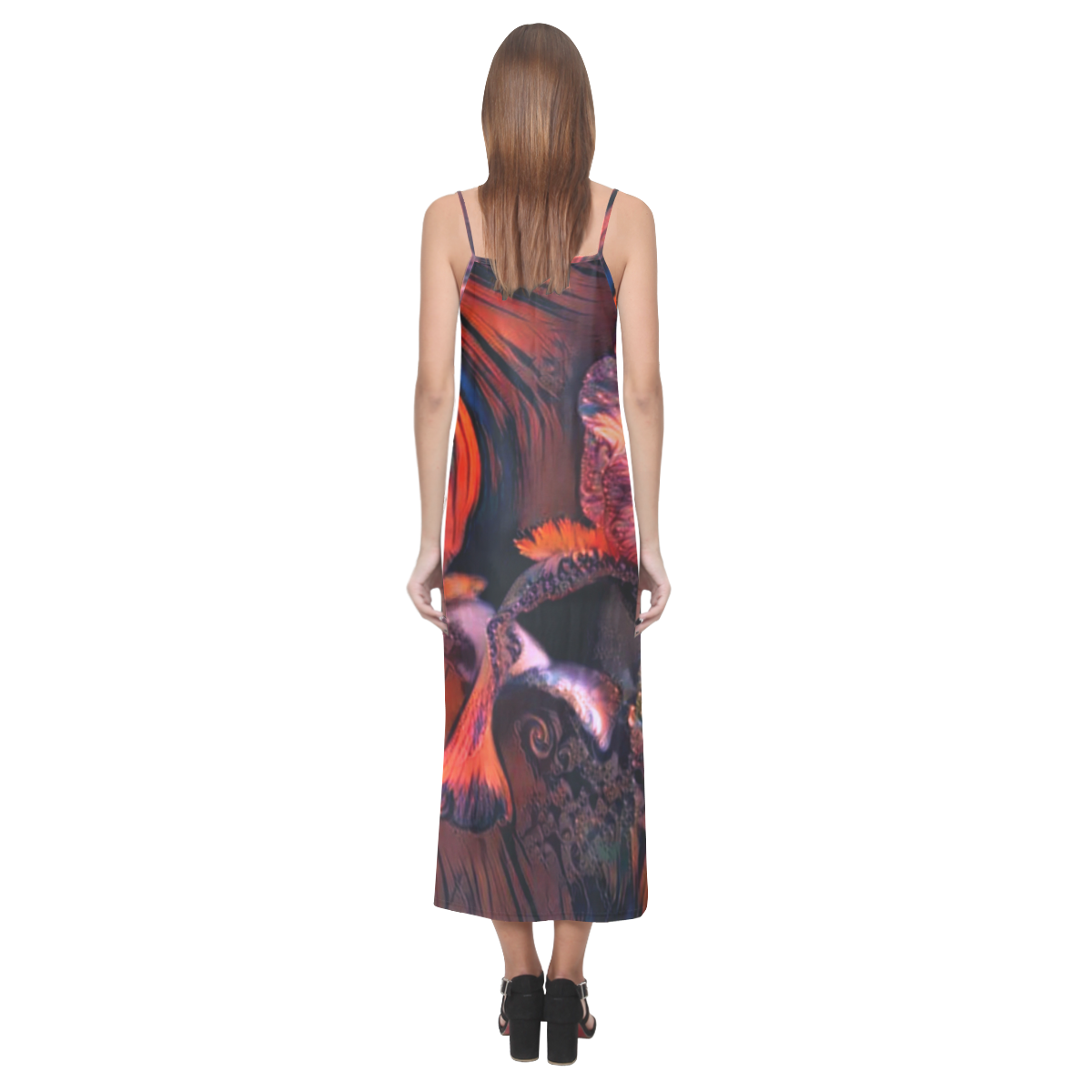 cosmic iris 2b1 V-Neck Open Fork Long Dress(Model D18)