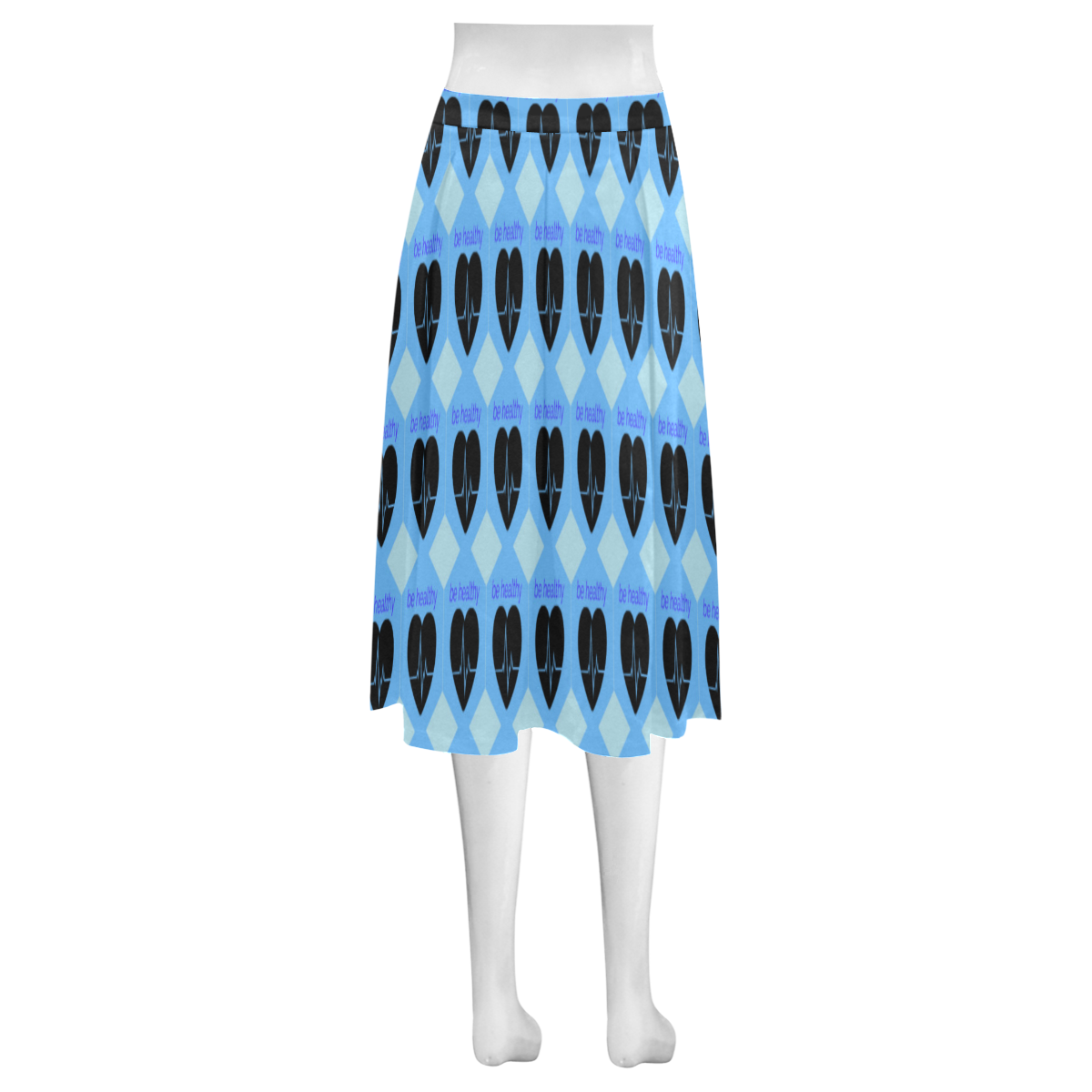 Blue love Mnemosyne Women's Crepe Skirt (Model D16)