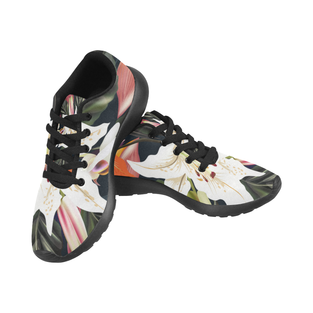 Design exotic  flowers white green Men’s Running Shoes (Model 020)