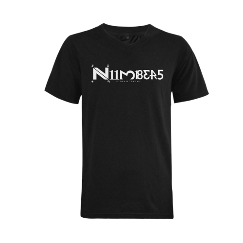 NUMBERS Collection LOGO/FLAG White/Black Men's V-Neck T-shirt (USA Size) (Model T10)