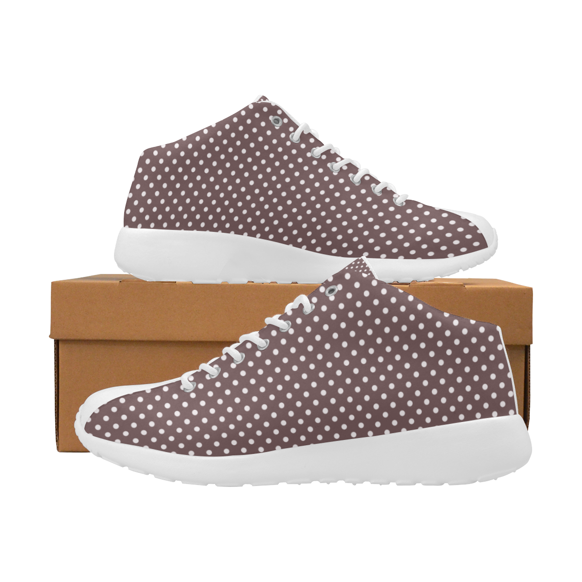 Chocolate brown polka dots Women's Basketball Training Shoes (Model 47502)