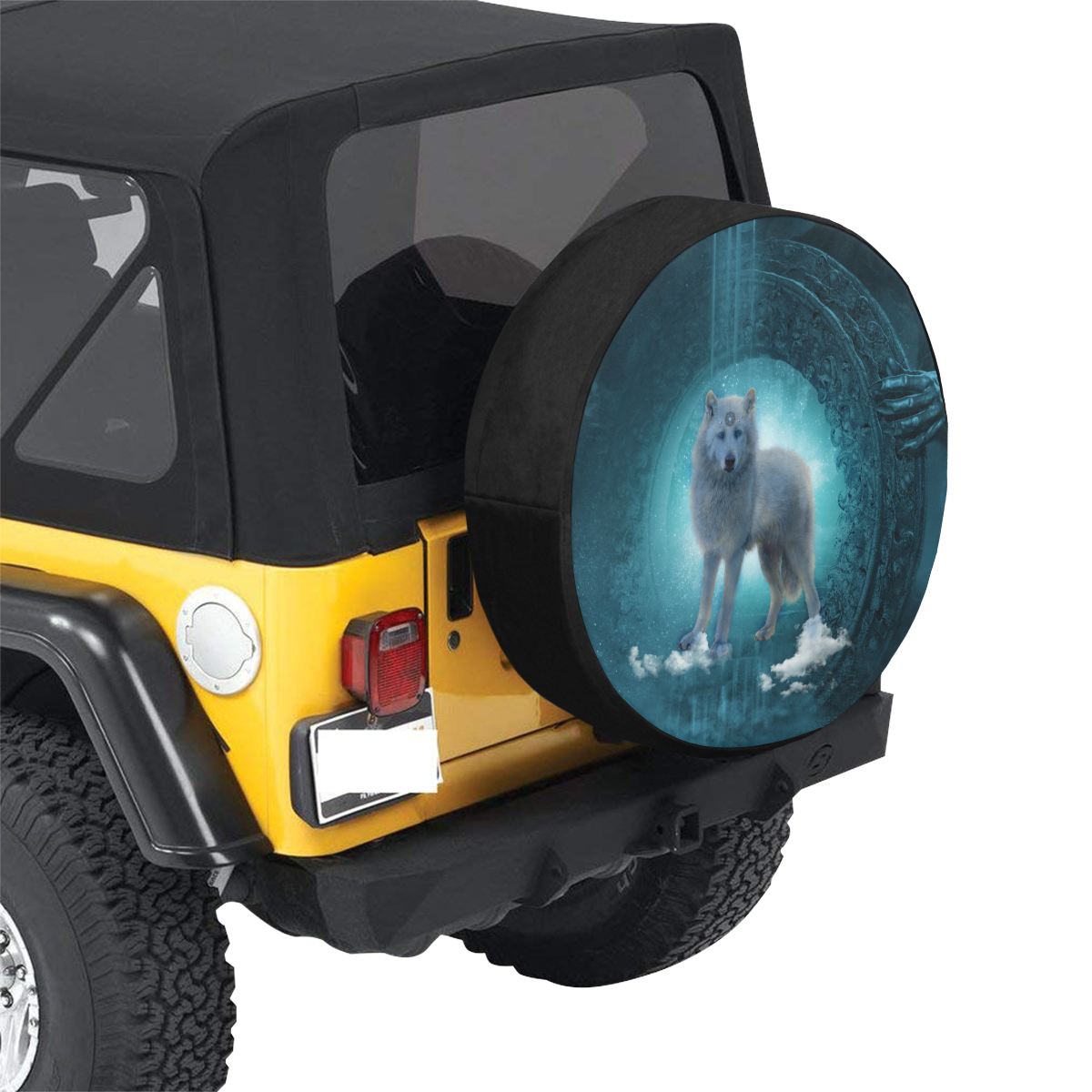 Wonderful white wolf in the night 30 Inch Spare Tire Cover