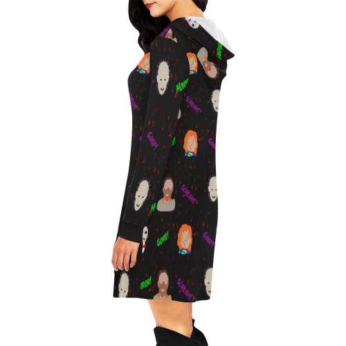 Horror Icons All Over Print Hoodie Mini Dress (Model H27)