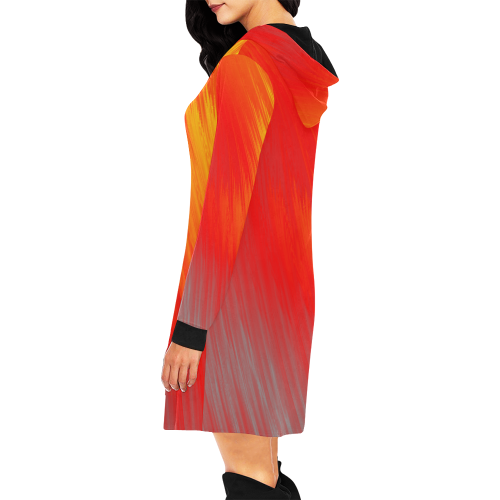 Hilbert Grid Fiery All Over Print Hoodie Mini Dress (Model H27)