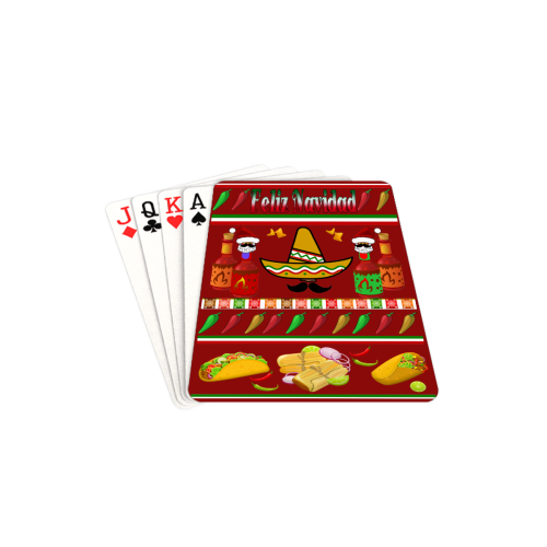 Christmas Feliz Navidad Ugly Sweater on Red Playing Cards 2.5"x3.5"