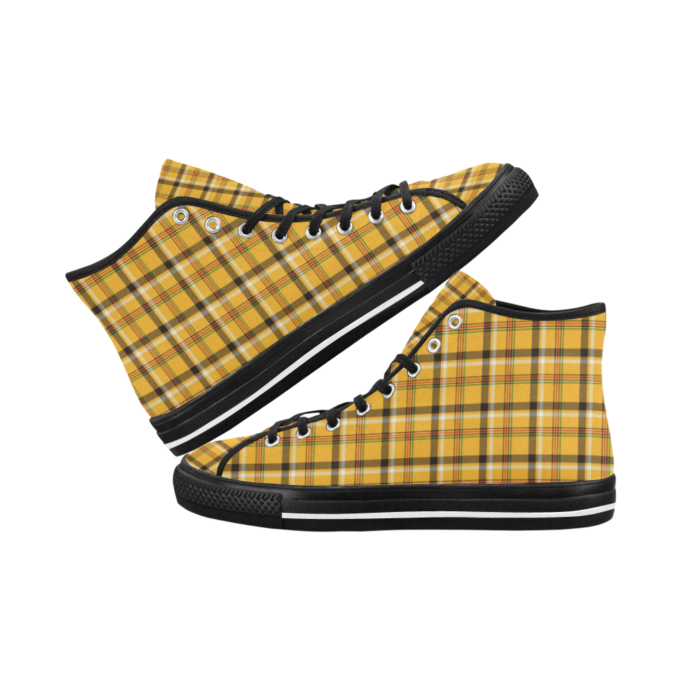Yellow Tartan (Plaid) Vancouver H Men's Canvas Shoes (1013-1)