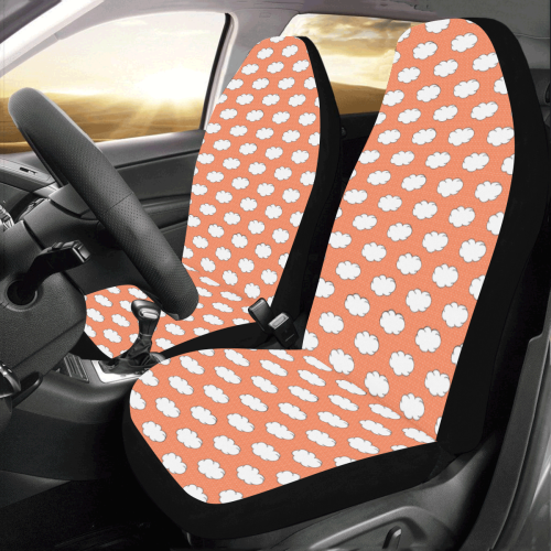 Living Coral Clouds with Polka Dots Car Seat Covers (Set of 2)