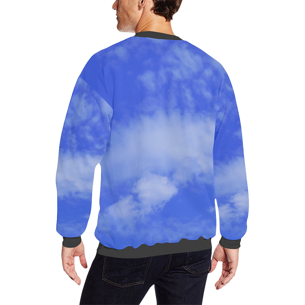 Blue Clouds Arts Add Men's Oversized Fleece Crew Sweatshirt (Model H18)