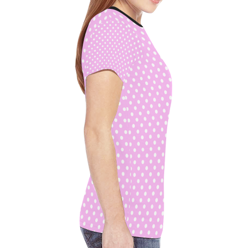 Polka-dot pattern New All Over Print T-shirt for Women (Model T45)