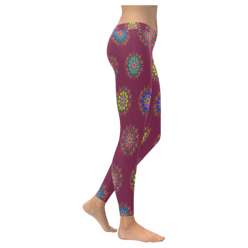 mauve manda Women's Low Rise Leggings (Invisible Stitch) (Model L05)
