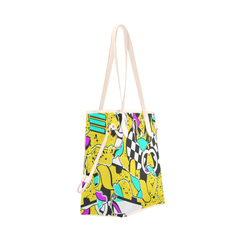 Shapes on a yellow background Clover Canvas Tote Bag (Model 1661)