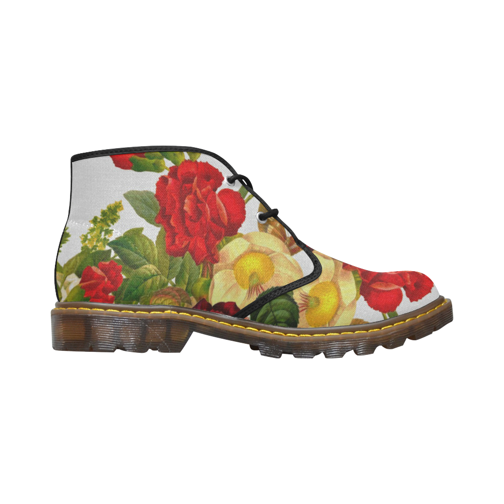 FLORAL DESIGN 24 Women's Canvas Chukka Boots/Large Size (Model 2402-1)