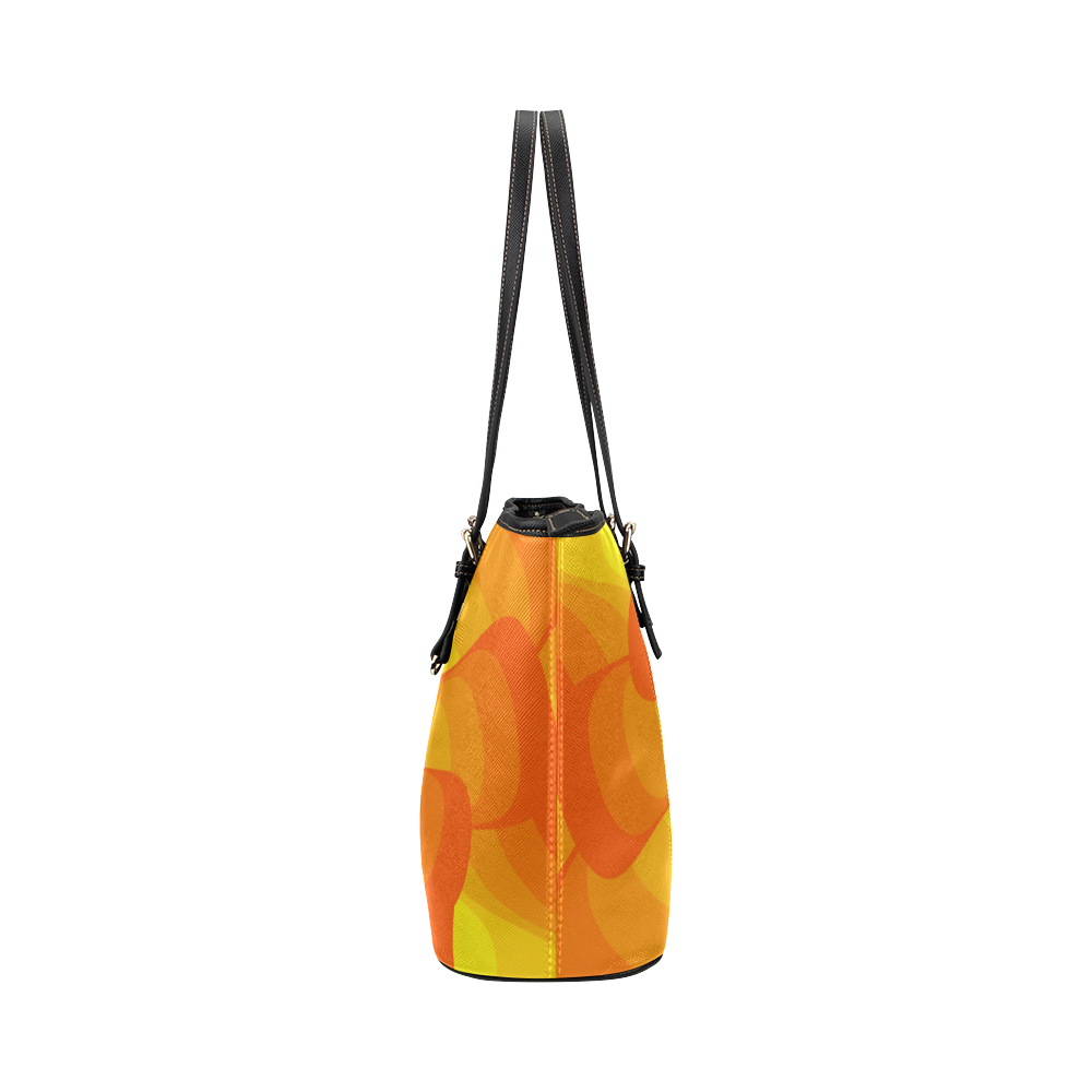 Orange wave spiral Leather Tote Bag/Large (Model 1651)