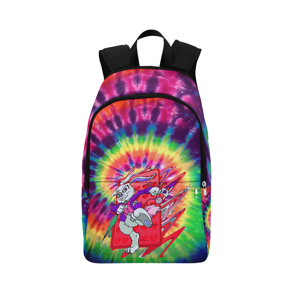 Tie Dye White Rabbit Inspried Fan Art All Original Design Phsychedelic Running Late Alice in Wonderl Fabric Backpack for Adult (Model 1659)