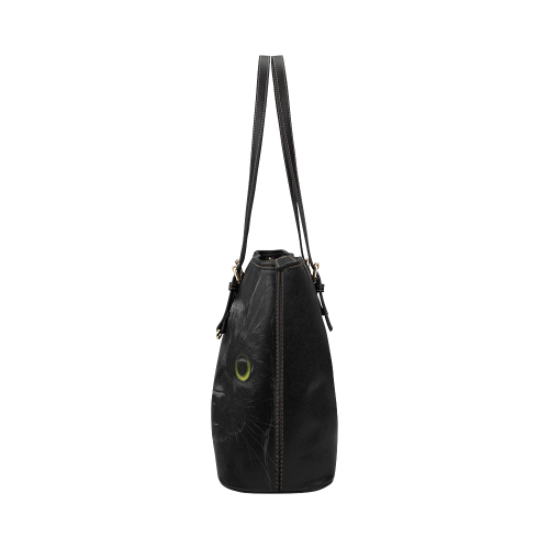 Black Cat Leather Tote Bag/Small (Model 1651)